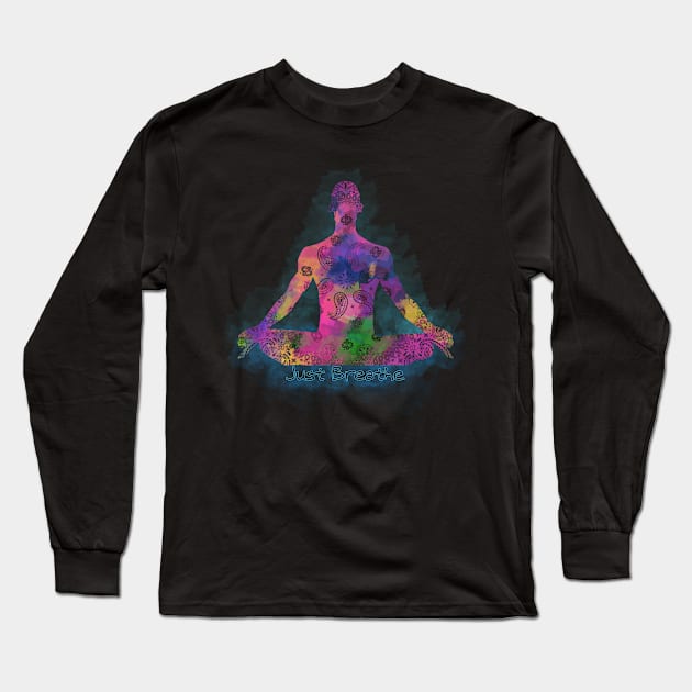 Meditation : just breath Long Sleeve T-Shirt by swarna artz